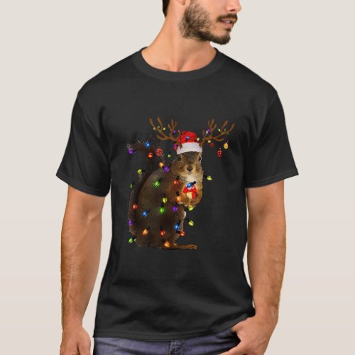 Squirrel Tree Lights Santa Family Pajama T_Shirt