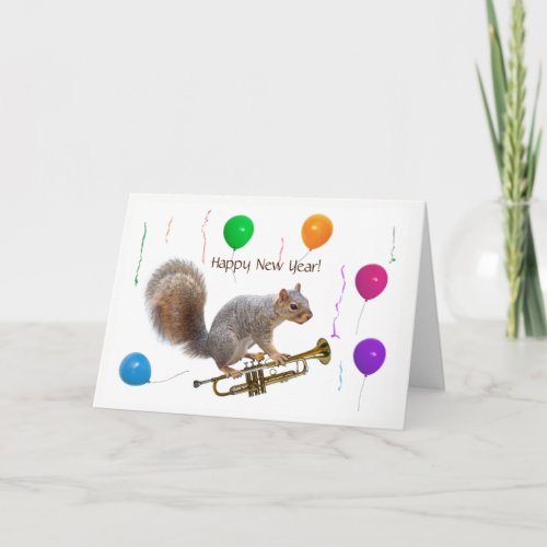 Squirrel Trumpet and Balloons Card