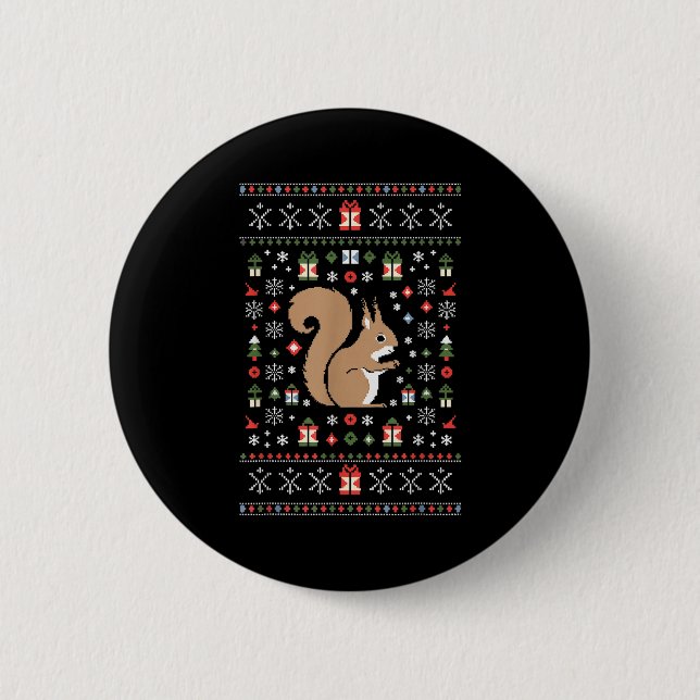 Squirrel Ugly Christmas  Button (Front)