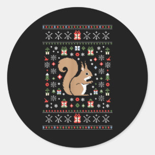 Squirrel Ugly Christmas Classic Round Sticker