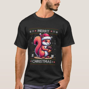 Squirrel Ugly Nuts Snowflakes Santa Hat Tree Merry T-Shirt