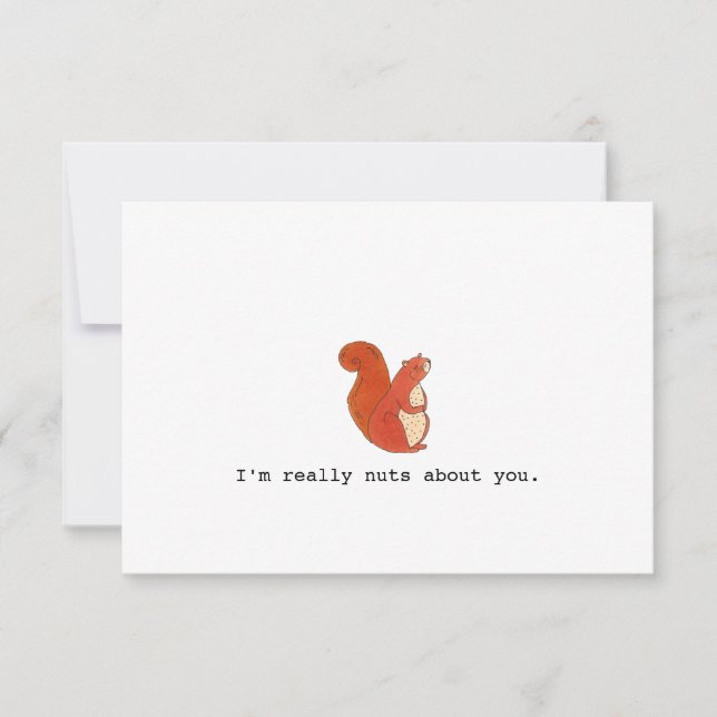 Squirrel Valentine Nuts About You  Card (Front)