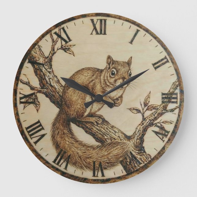 Squirrel Wall Clock - Cozy Woodland Charm (Front)