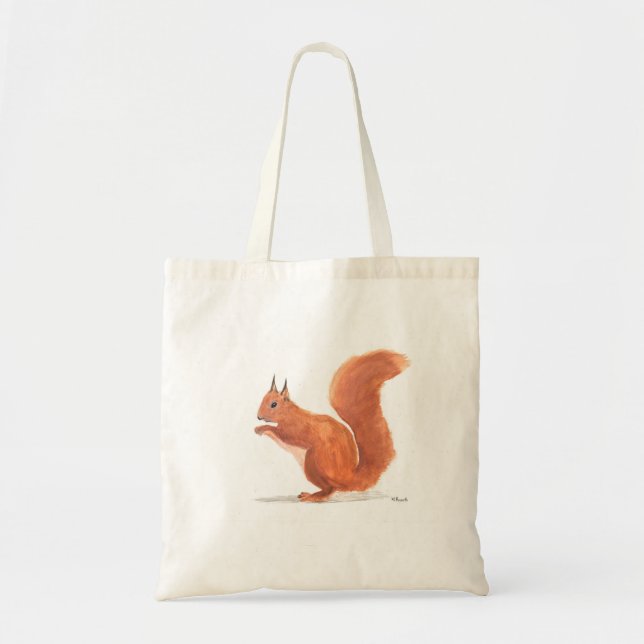 Squirrel watercolor animal woodland baby nursery tote bag (Front)