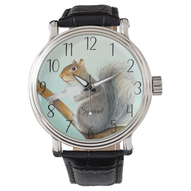 Squirrel Watercolor Artwork Watch (Front)