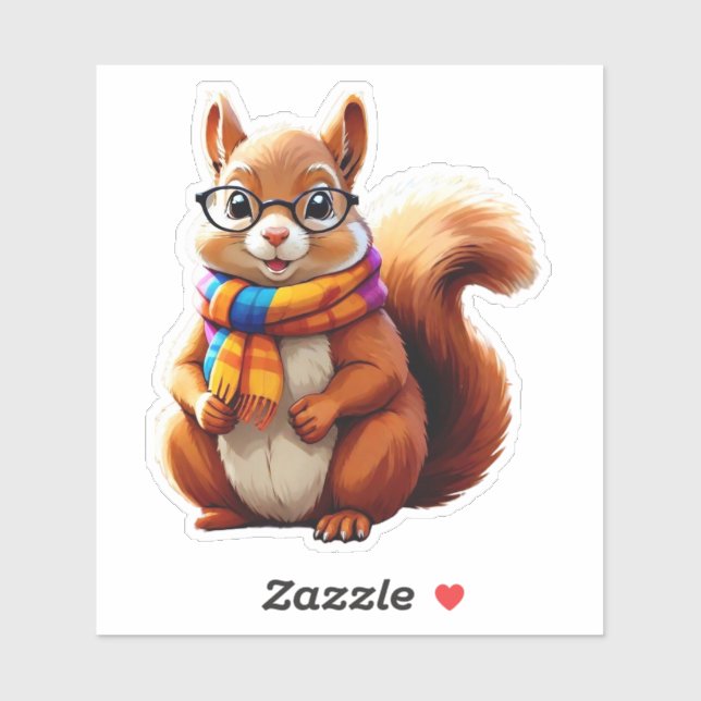 Squirrel Wearing Glasses  Sticker (Sheet)