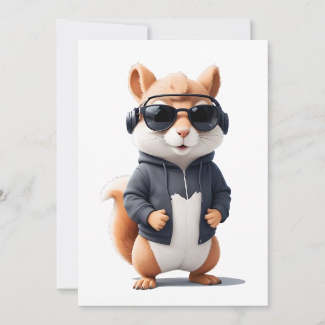 Squirrel Wearing Hoodie Funny Cool Animal Vector Invitation (Front)