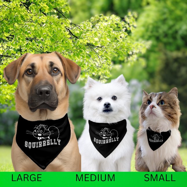 Squirrel White Line Art Squirrelly Quote Pet Bandana Collar (Squirrel White Line Art Squirrelly Quote Pet Bandana Collar All Sizes)