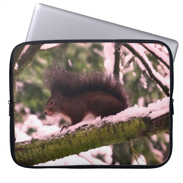 Squirrel Winter Photo Neoprene Laptop Sleeve 15" (Front)