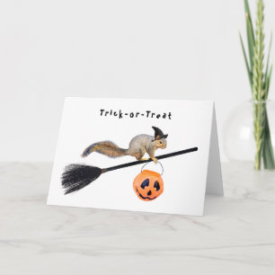 Squirrel Witch Trick-or-Treat Halloween Card