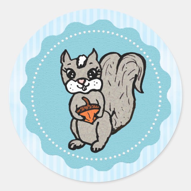 Squirrel with a nut  Woodland Creature Classic Round Sticker (Front)