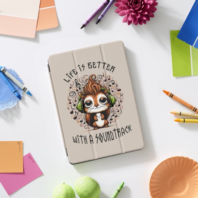 Squirrel with a Soundtrack iPad Pro Cover (Desk)