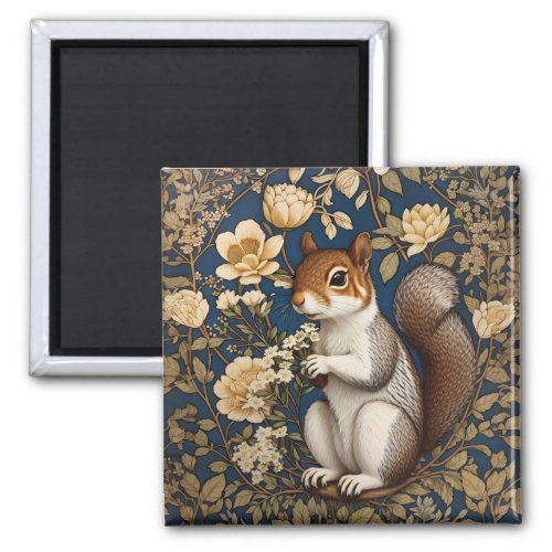 Squirrel With Acacia Flowers William Morris Magnet