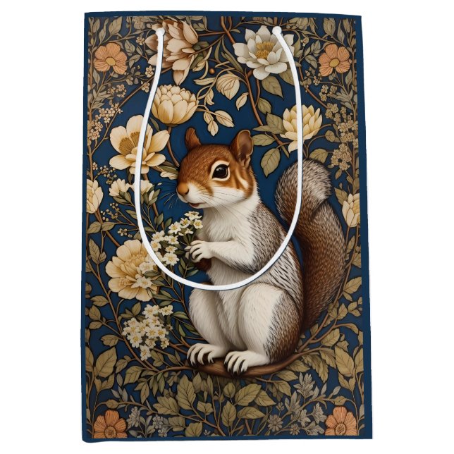 Squirrel With Acacia Flowers William Morris Medium Gift Bag (Front)