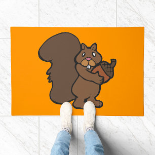 Squirrel with Acorn Cute Woodland Animal Doormat