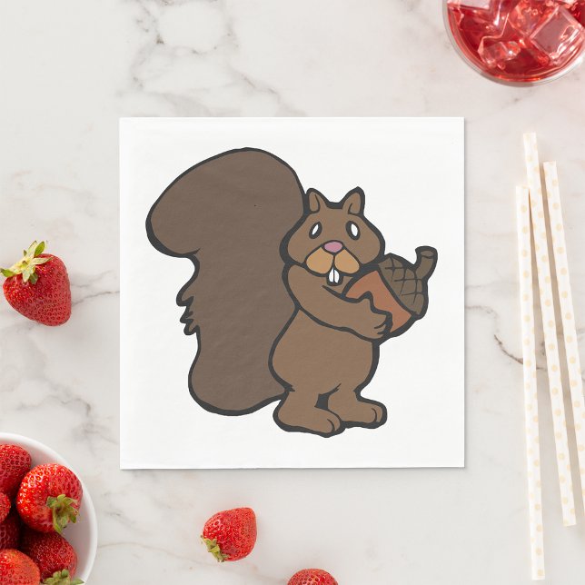 Squirrel with Acorn Cute Woodland Animal Napkins (Creator Uploaded)