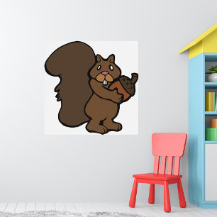 Squirrel with Acorn Cute Woodland Animal Poster