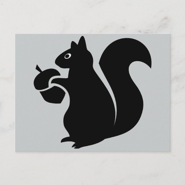 Squirrel With Acorn Silhouette Postcard (Front)