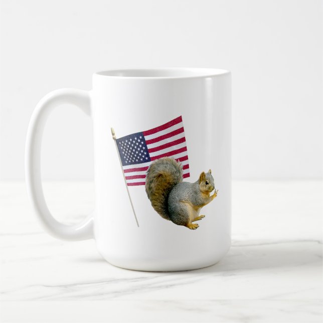 Squirrel with American Flag Mug (Left)