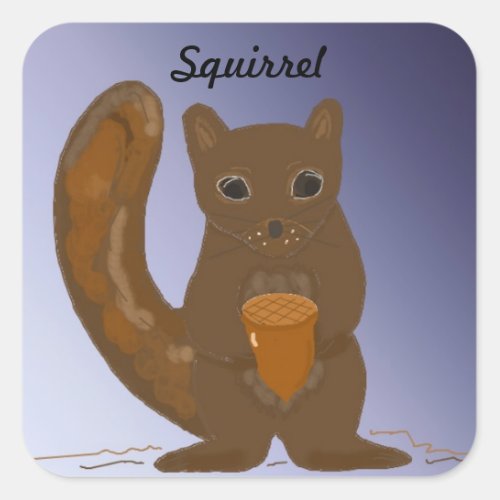 Squirrel with an Acorn Square Sticker