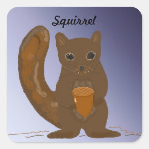Squirrel with an Acorn Square Sticker