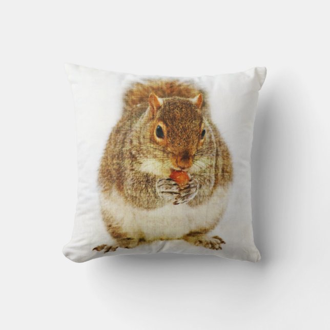 Squirrel with an Acorn Throw Pillow (Front)