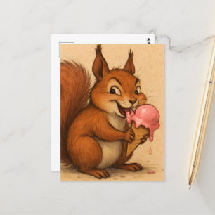 Squirrel With an Ice Cream Cone Postcard