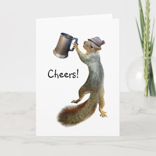 Squirrel with Beer Stein Cheers Card