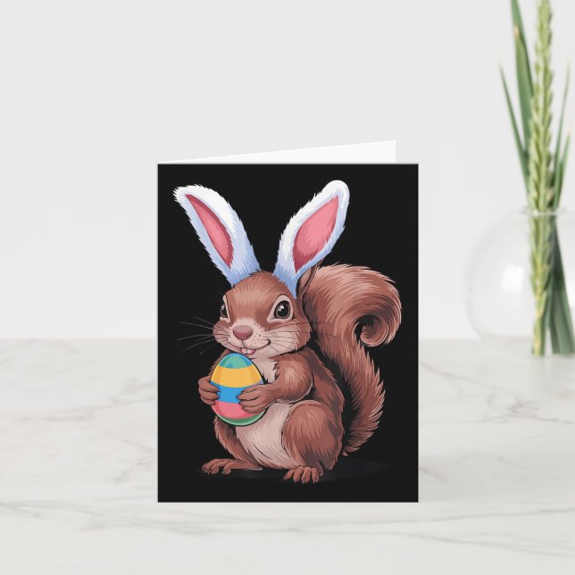 Squirrel With Bunny Ears Funny Easter Kids Boys Gi Card (Front)