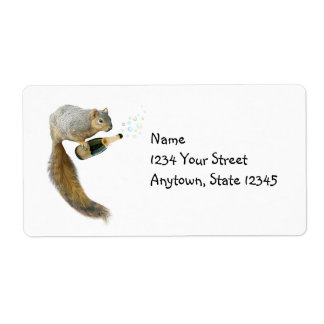 Squirrel with Champagne Address Labels
