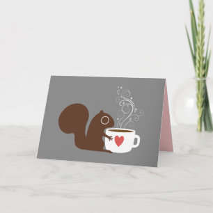 Squirrel with Coffee Custom Valentine Love Card
