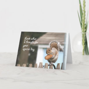 Squirrel with cookie Happy Birthday card - Funny