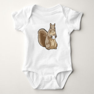 Squirrel with Cup of Coffee Baby Bodysuit