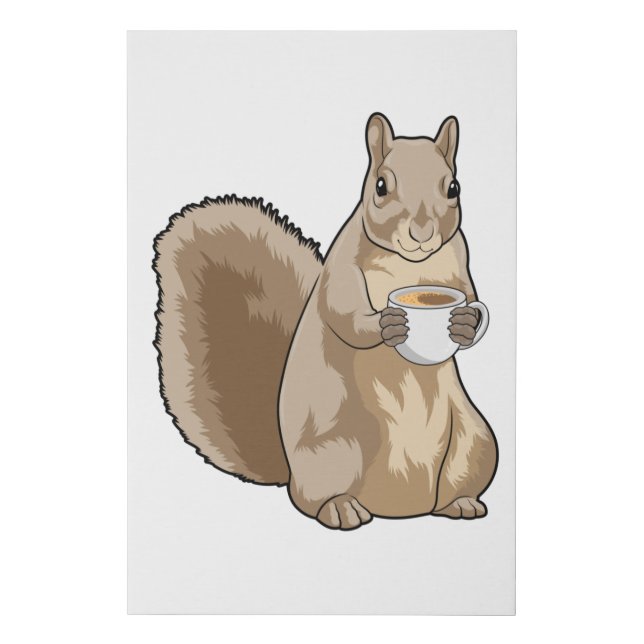 Squirrel with Cup of Coffee Faux Canvas Print (Front)