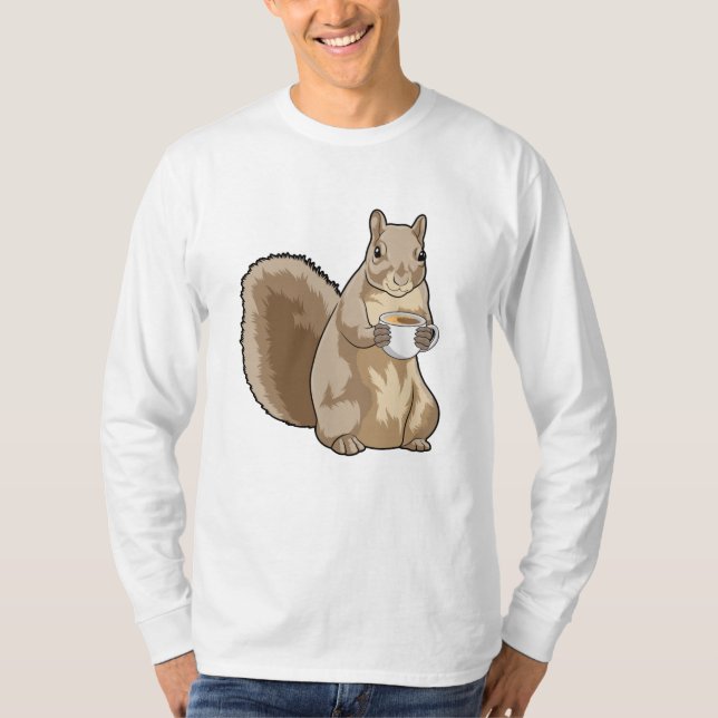 Squirrel with Cup of Coffee T-Shirt (Front)