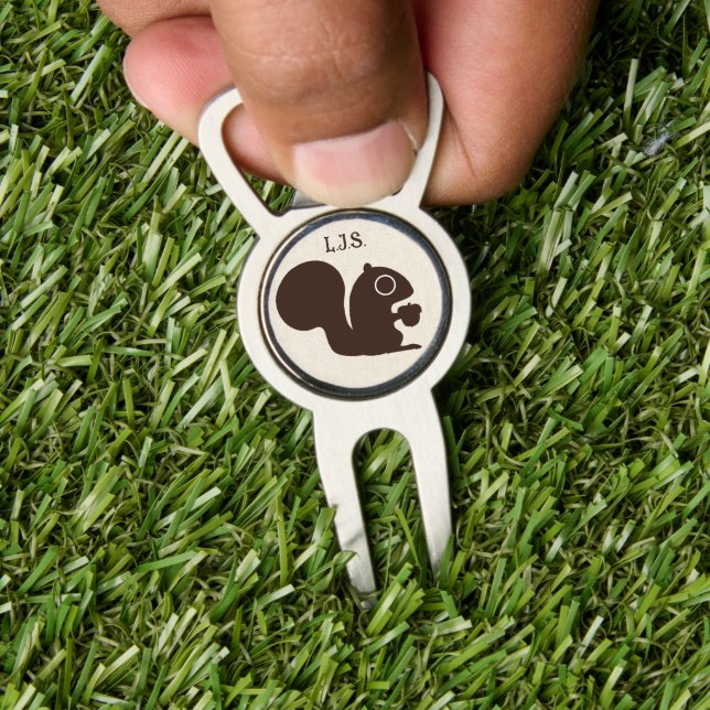 Squirrel with Custom Name Cute Woodland Critter Divot Tool (Insitu 1)