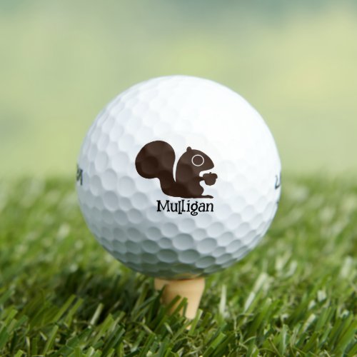 Squirrel with Custom Name Cute Woodland Critter Golf Balls