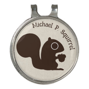 Squirrel with Custom Name Cute Woodland Critter Golf Hat Clip