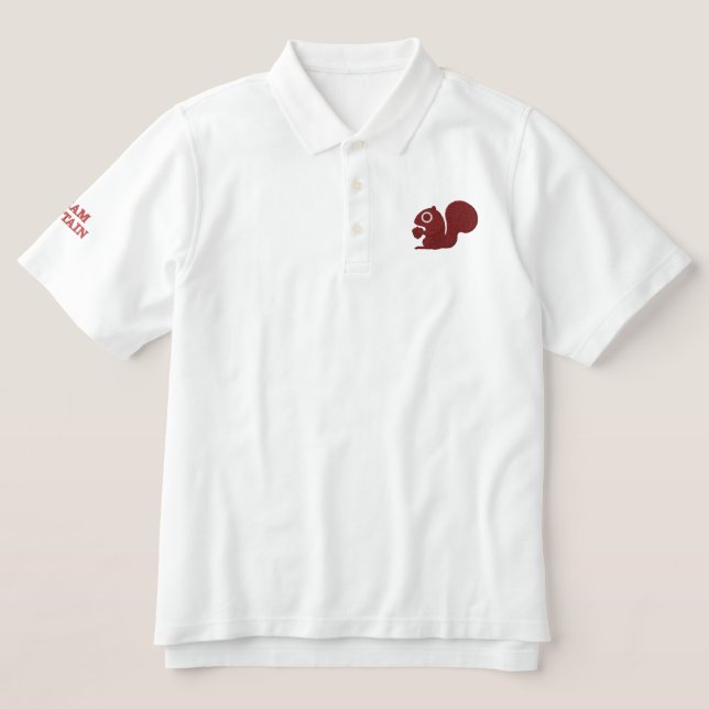 Squirrel with Custom Text Embroidered Polo Shirt (Design Front)