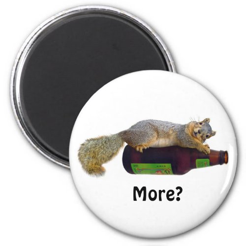 Squirrel with Empty Beer Bottle Magnet