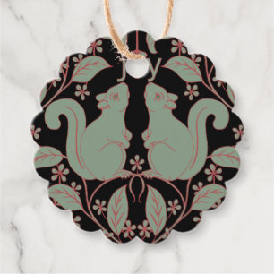 Squirrel with Flowers Festive Art Gift Tag