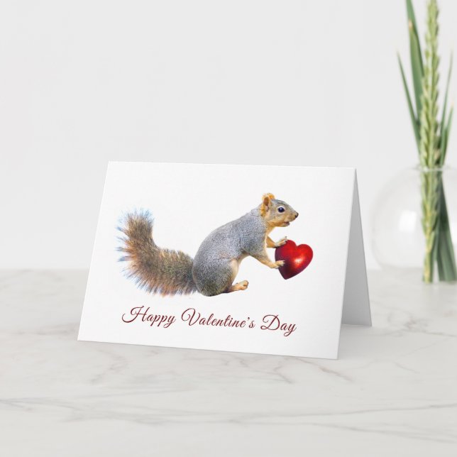 Squirrel with Heart Valentine's Day Card (Front)