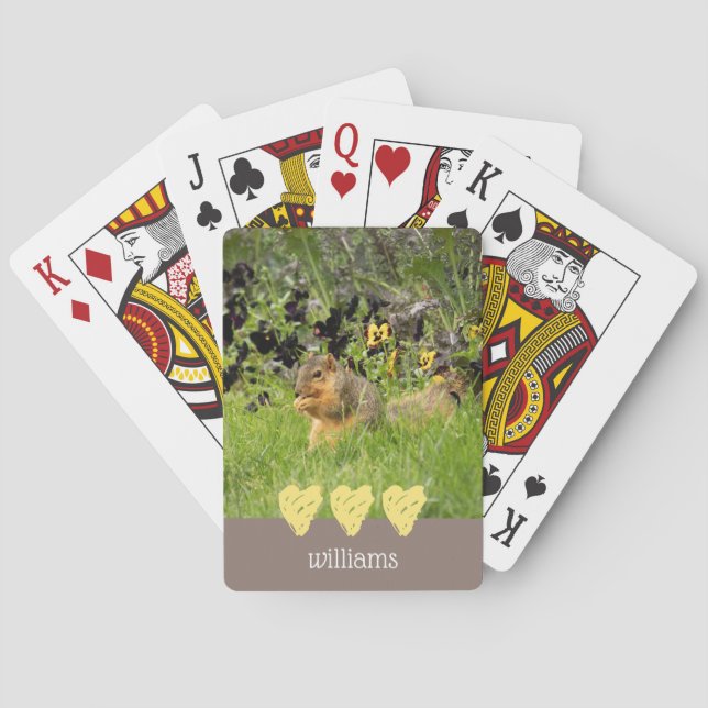 Squirrel with Hearts Personalized Poker Cards (Back)