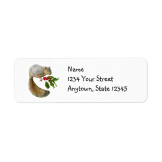 Squirrel with Holly Address Labels