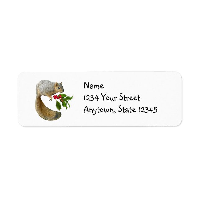 Squirrel with Holly Address Labels (Front)