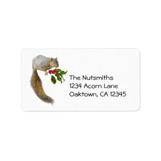 Squirrel with Holly Address Labels
