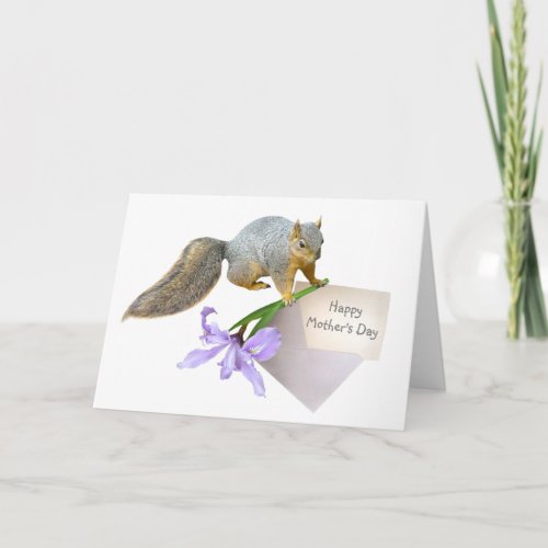 Squirrel with Iris Mothers Day Card