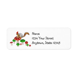 Squirrel with Mushrooms Return Address Labels