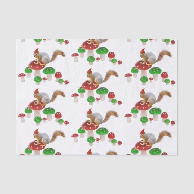 Squirrel with Mushrooms Tissue Paper (Front)