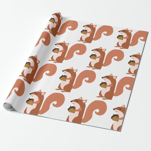Squirrel With Nut Wrapping Paper (Unrolled)